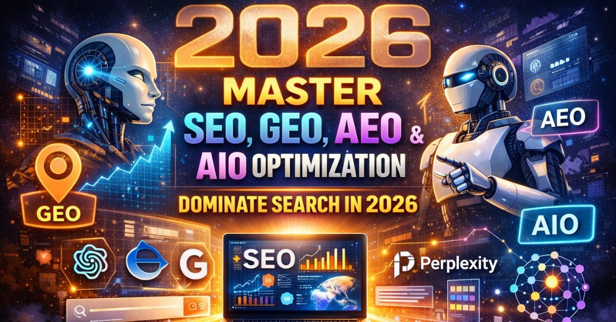SEO, GEO, AEO & AIO Optimization for Marketers: Beat AI & Generative Engines